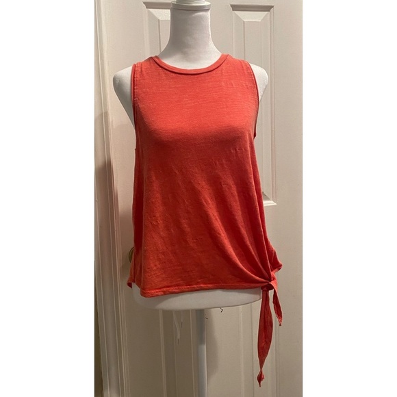 Anthro Maeve Tie Front Burnout Coral Tank - Picture 4 of 5